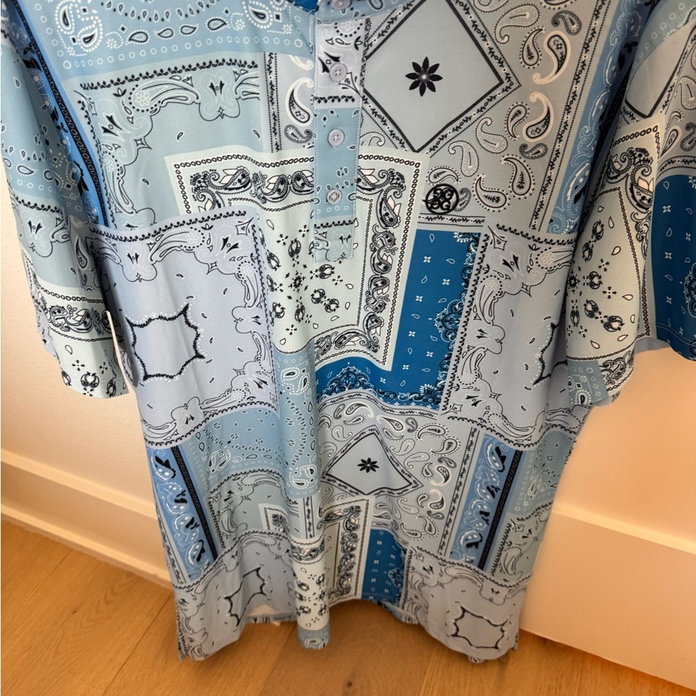 G/FORE Light Blue Paisley Shirt